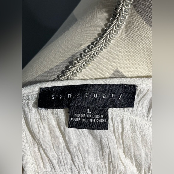 Sanctuary White Crinkled Long Sleeve Blouse - Picture 10 of 12